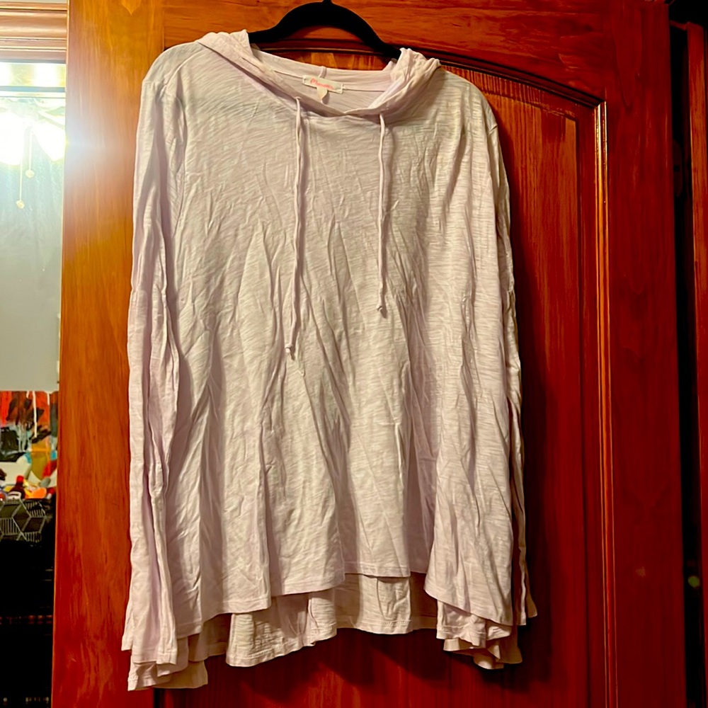 Maronie brand light pink hooded long sleeve tee size L